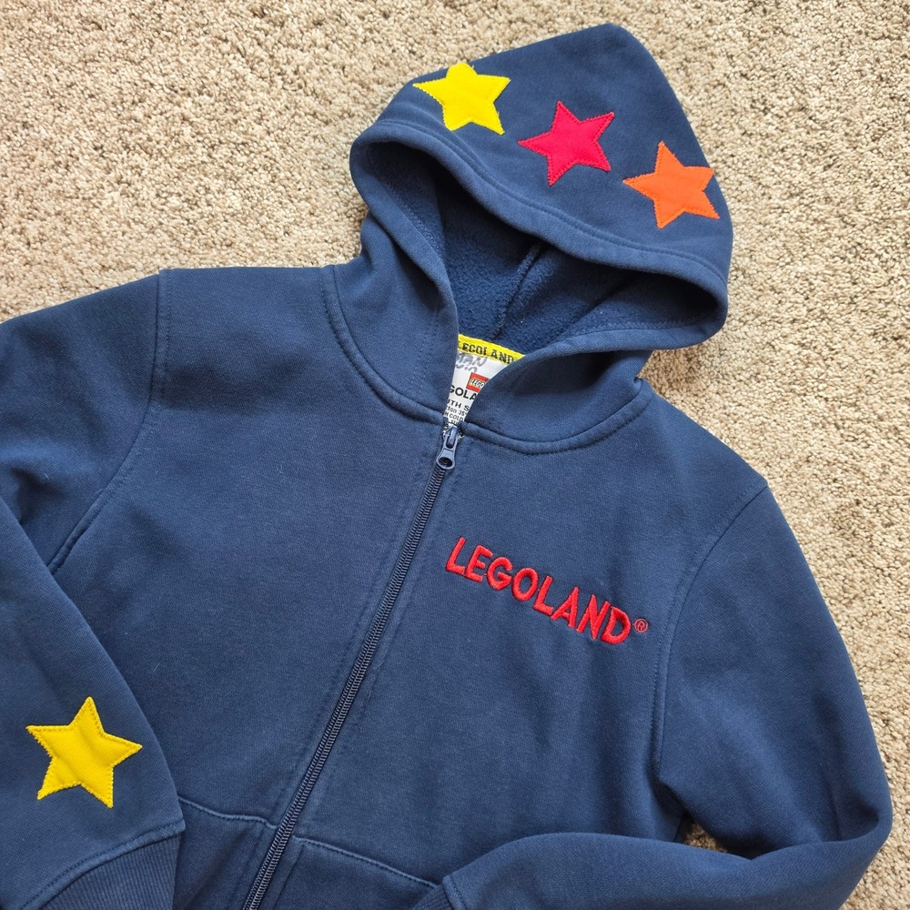 LEGOLAND Hoodie Kids Youth Small Navy Blue Cotton Blend Best Day Ever Stars Zip